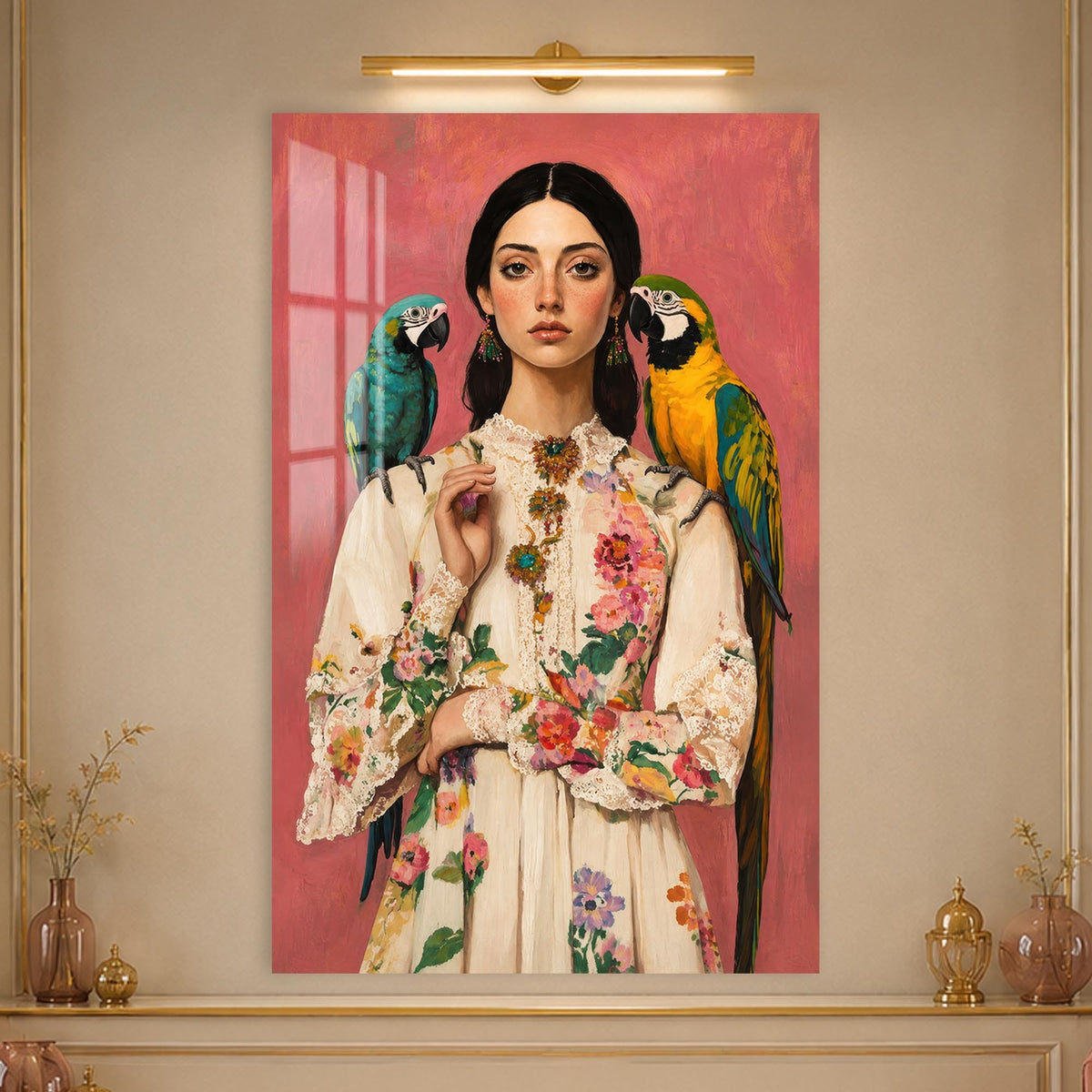 Artronauts Glass Print Parrot Garden Portrait Glass Wall Art