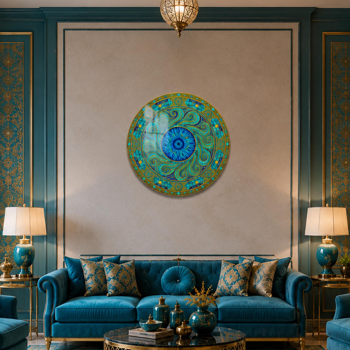 Turquoise Mystic Eye in a modern room