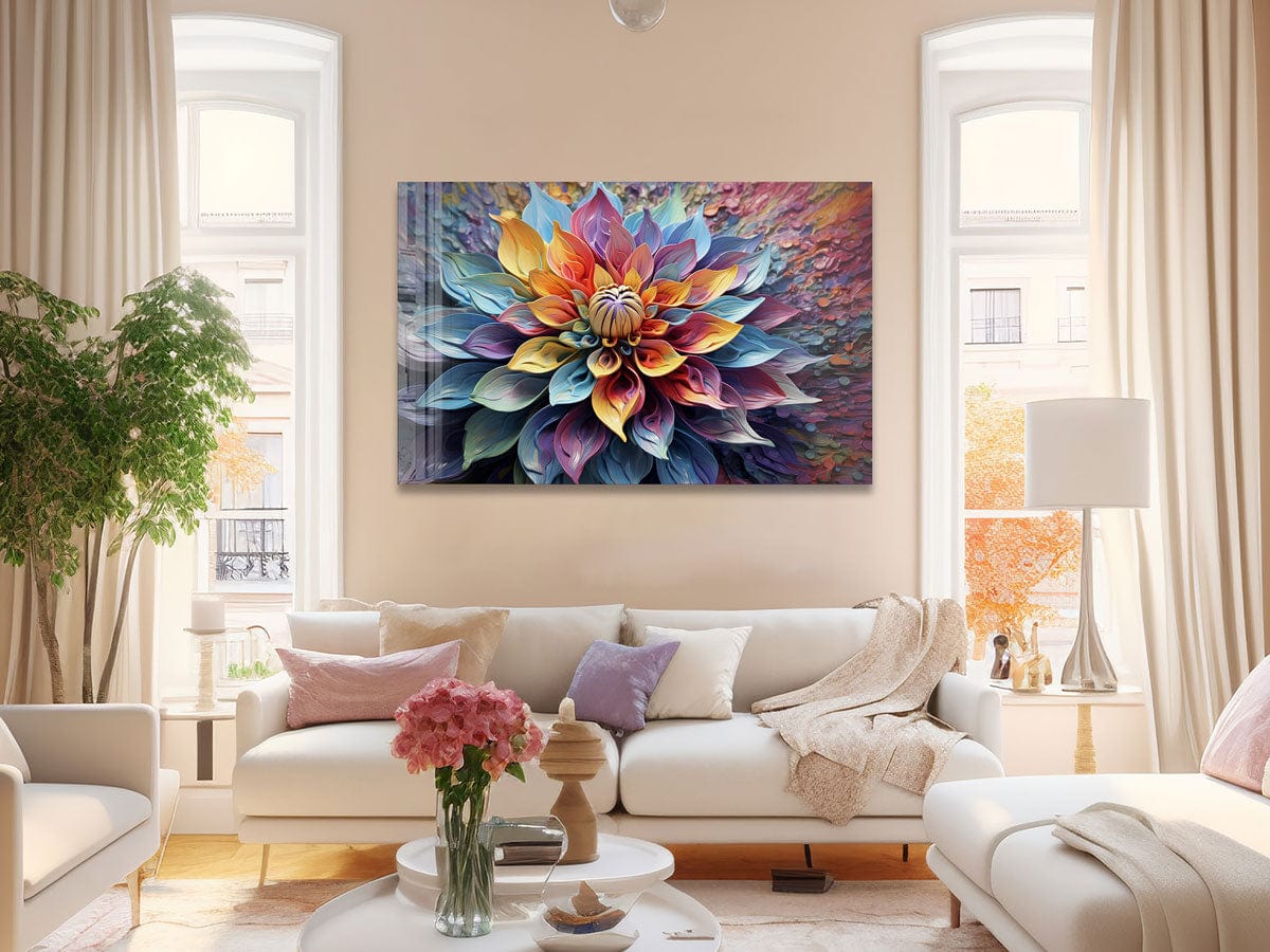 Artronauts Glass Print Colourful Abstract Flower