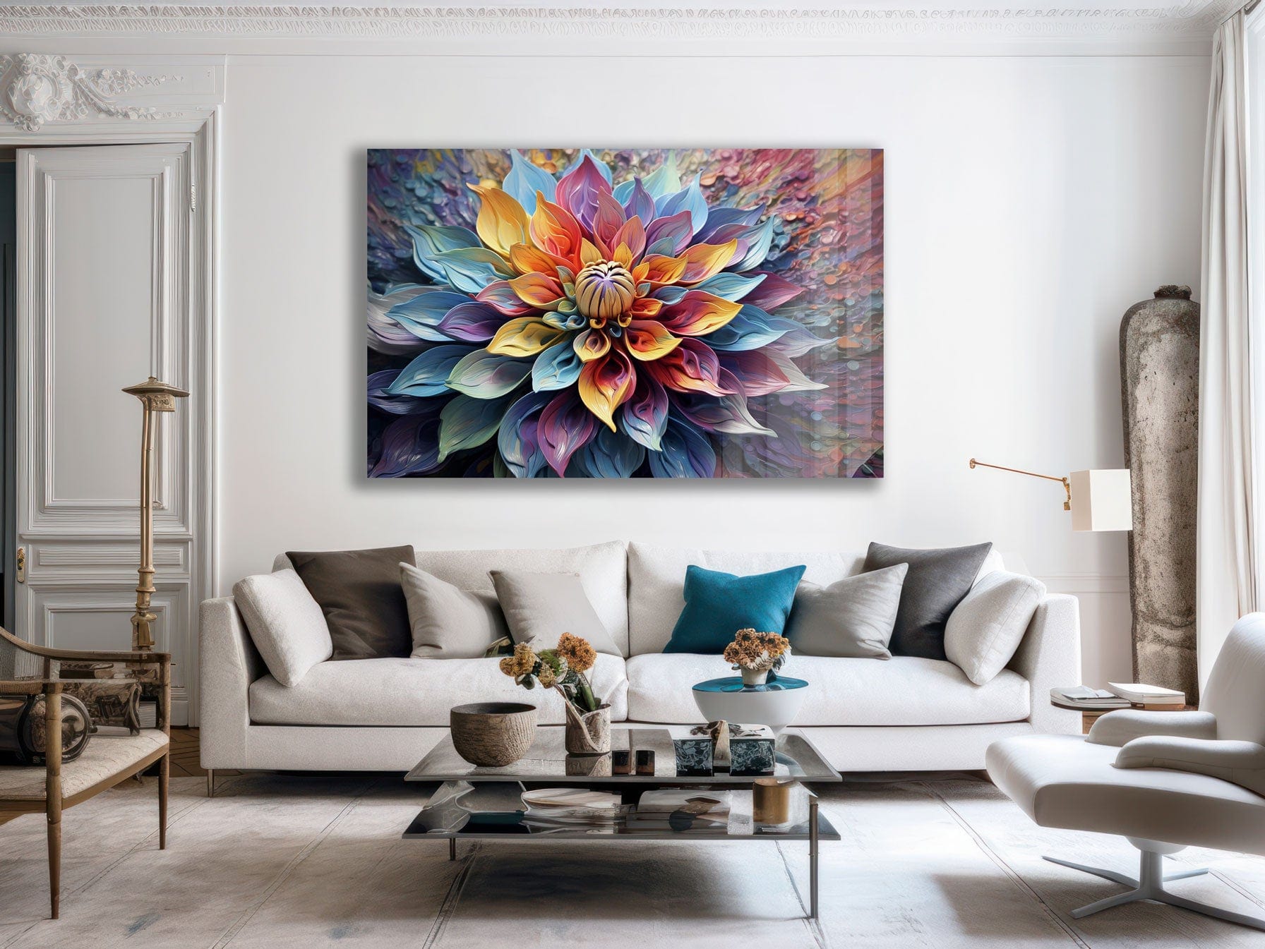 Artronauts Glass Print Colourful Abstract Flower