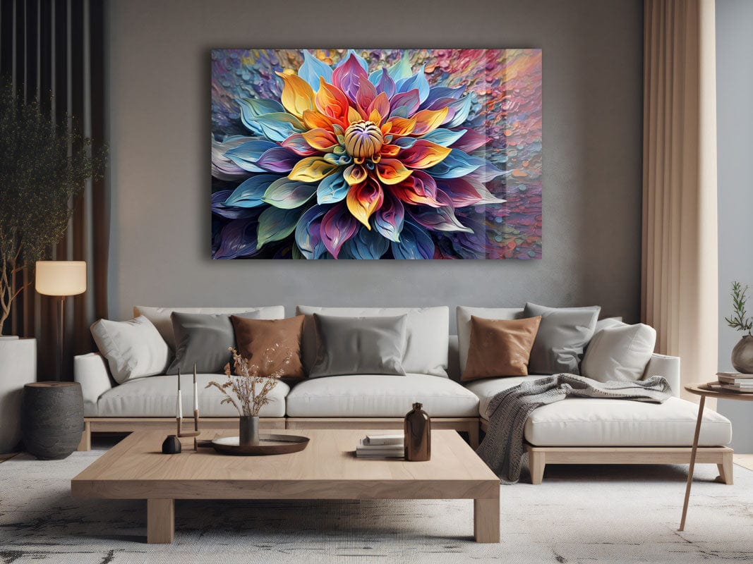 Artronauts Glass Print Colourful Abstract Flower