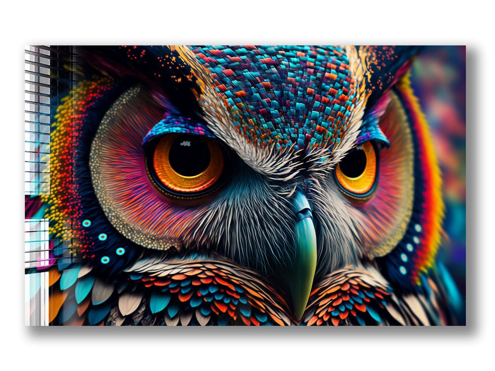Artronauts Glass Print Colourful Owl