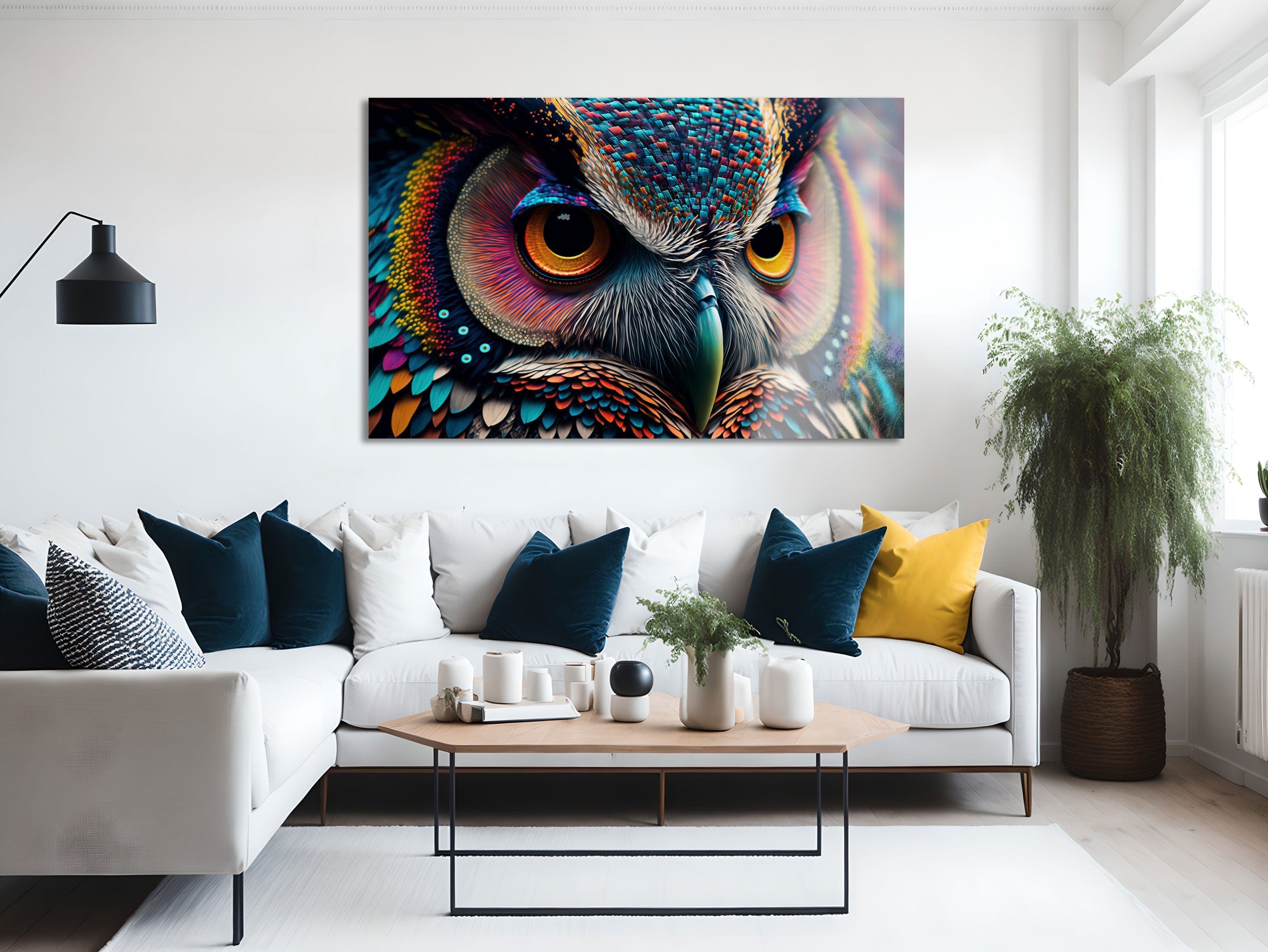 Artronauts Glass Print Colourful Owl