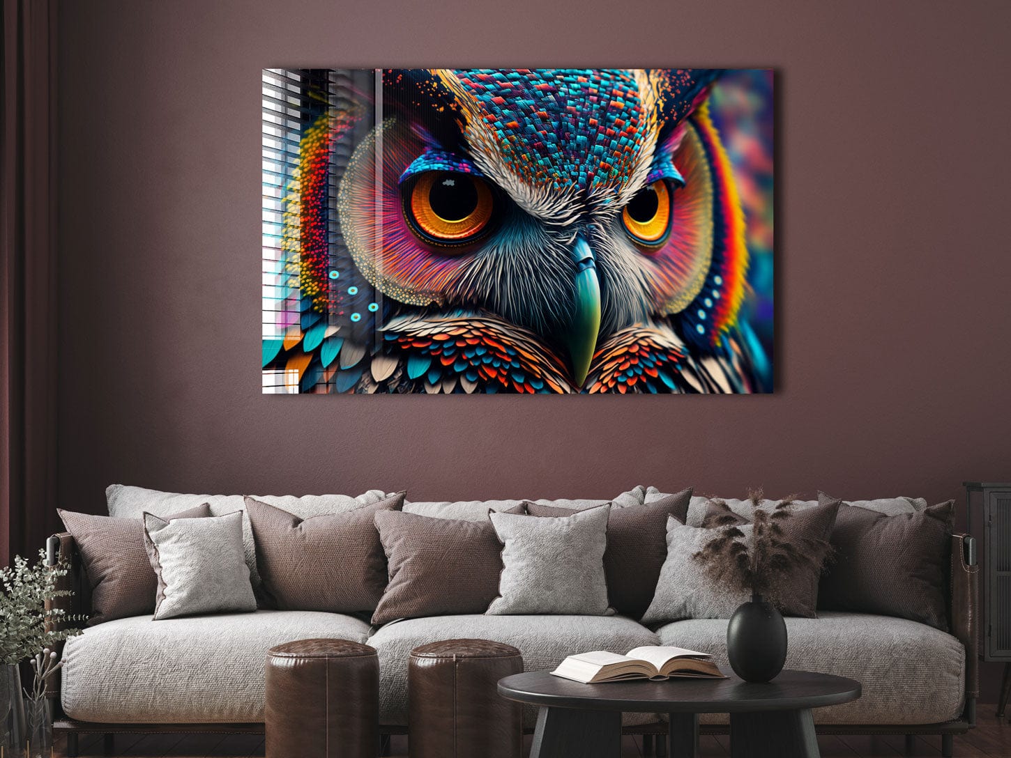 Artronauts Glass Print Colourful Owl