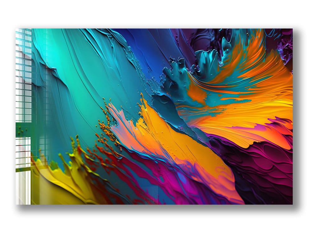 Artronauts Glass Print Colourful Abstract Painting