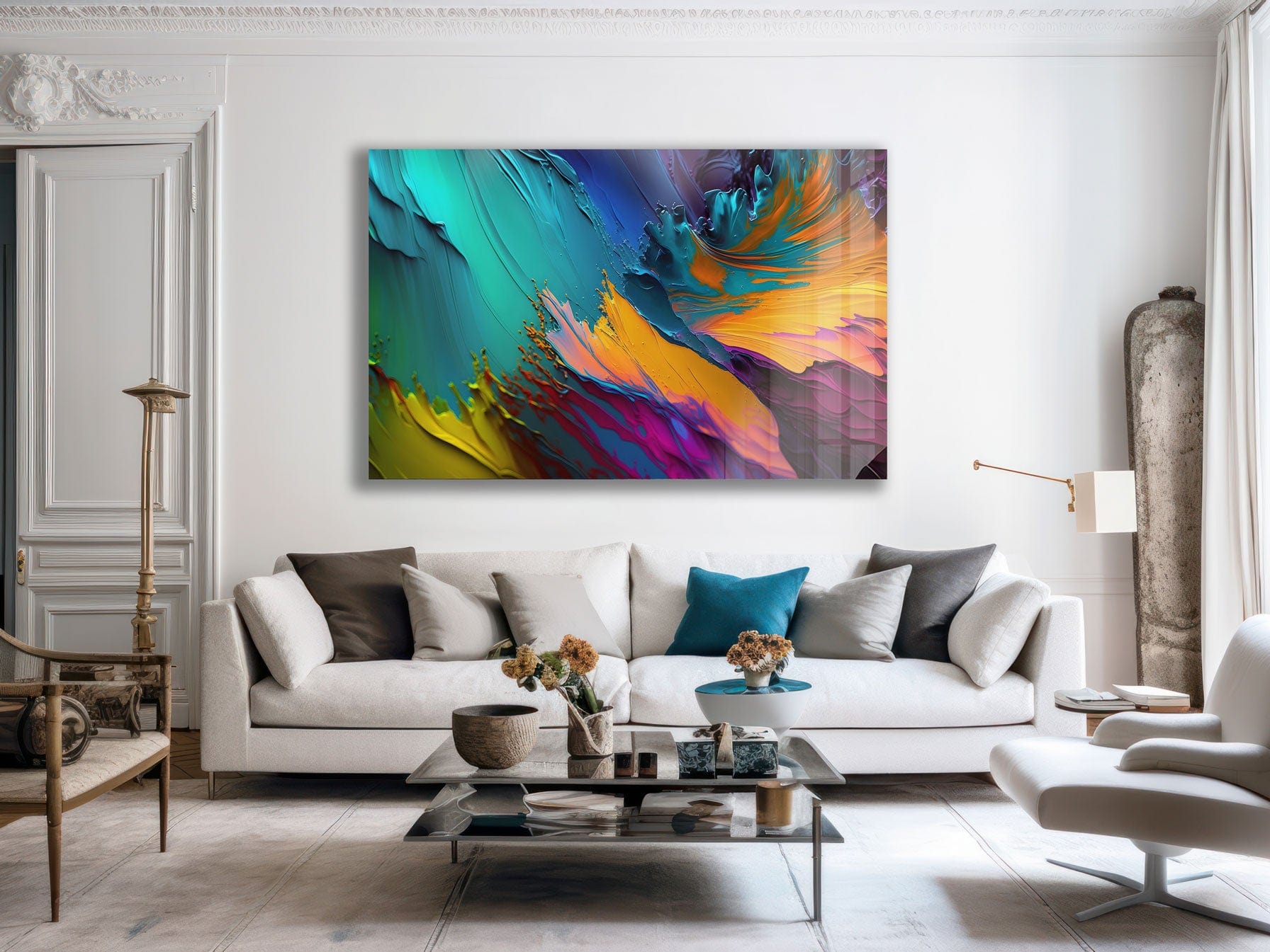 Artronauts Glass Print Colourful Abstract Painting