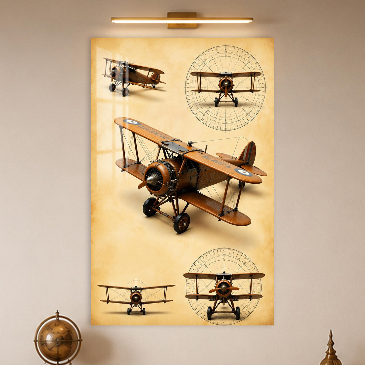 Vintage Biplane Studies in a modern room