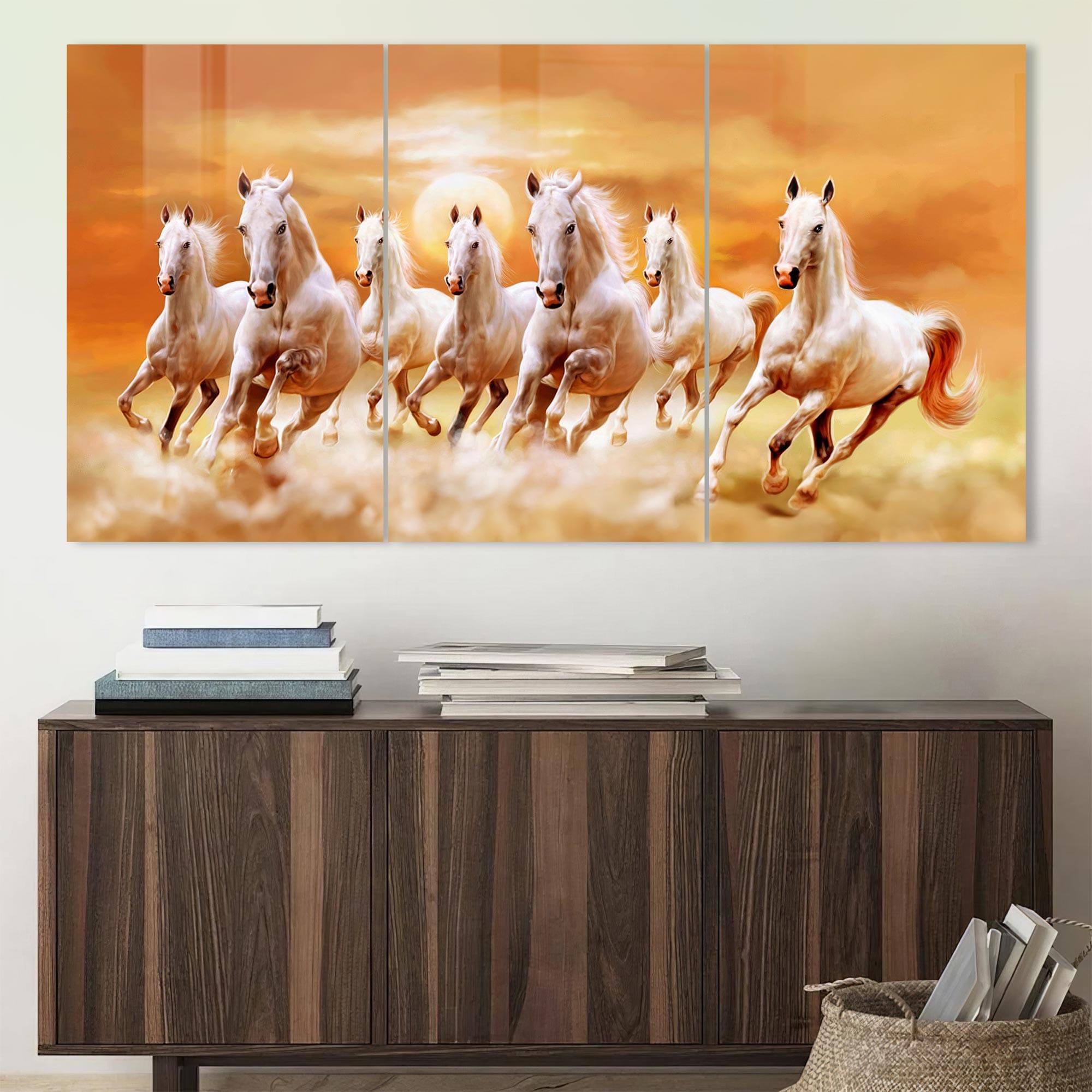 Artronauts Glass Print Lucky Seven Horses - Trinity