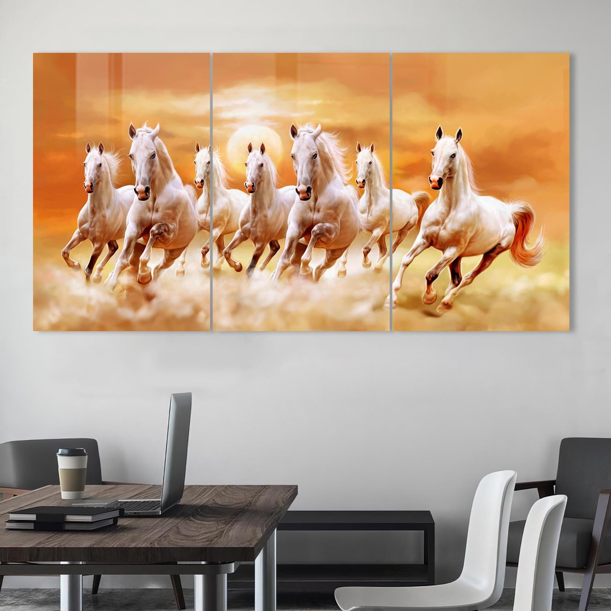 Artronauts Glass Print Lucky Seven Horses - Trinity