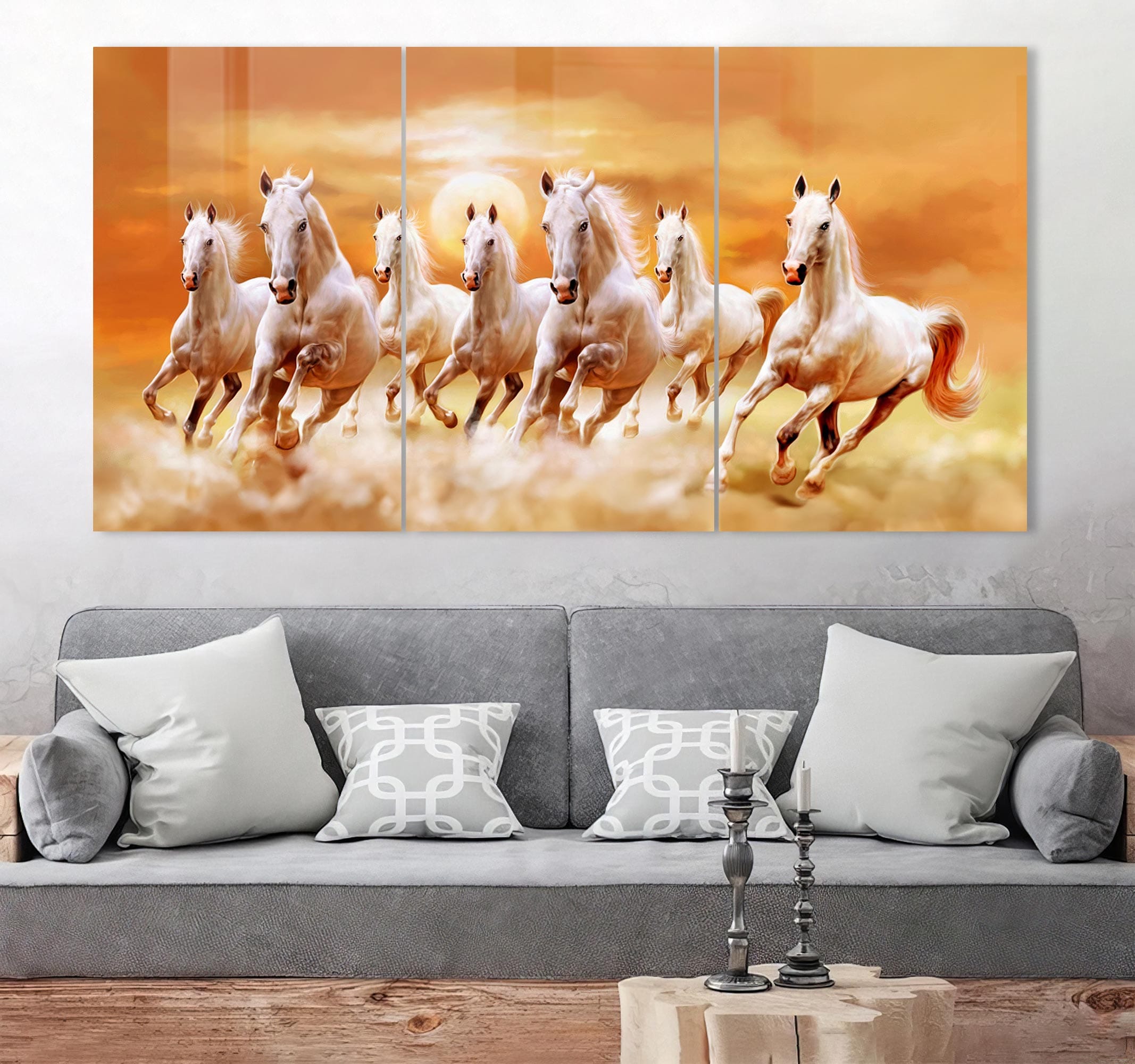 Artronauts Glass Print Lucky Seven Horses - Trinity
