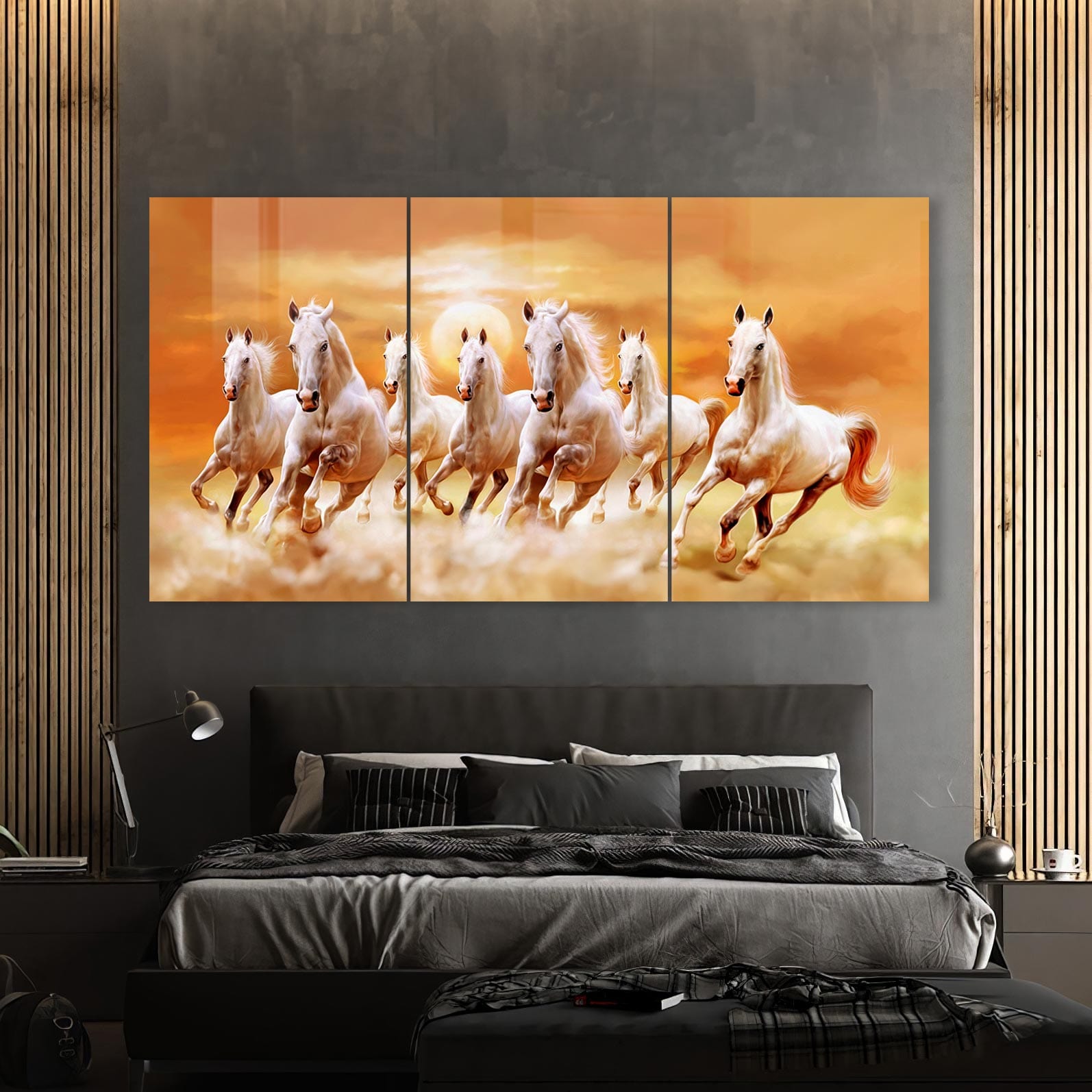 Artronauts Glass Print Lucky Seven Horses - Trinity