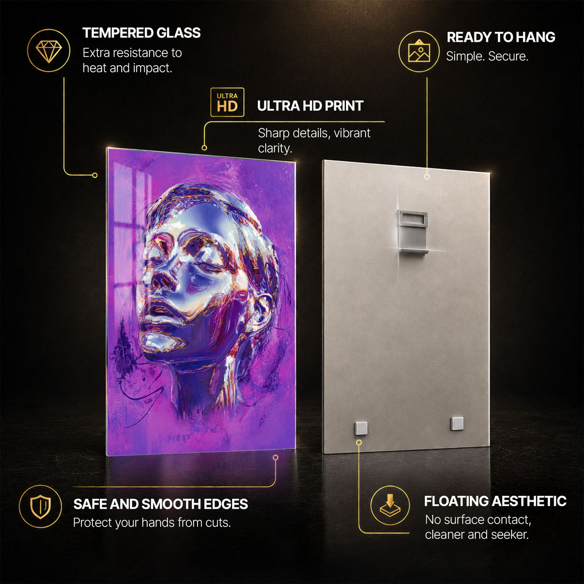 Violet Reverie — tempered glass, ultra HD print, ready to hang