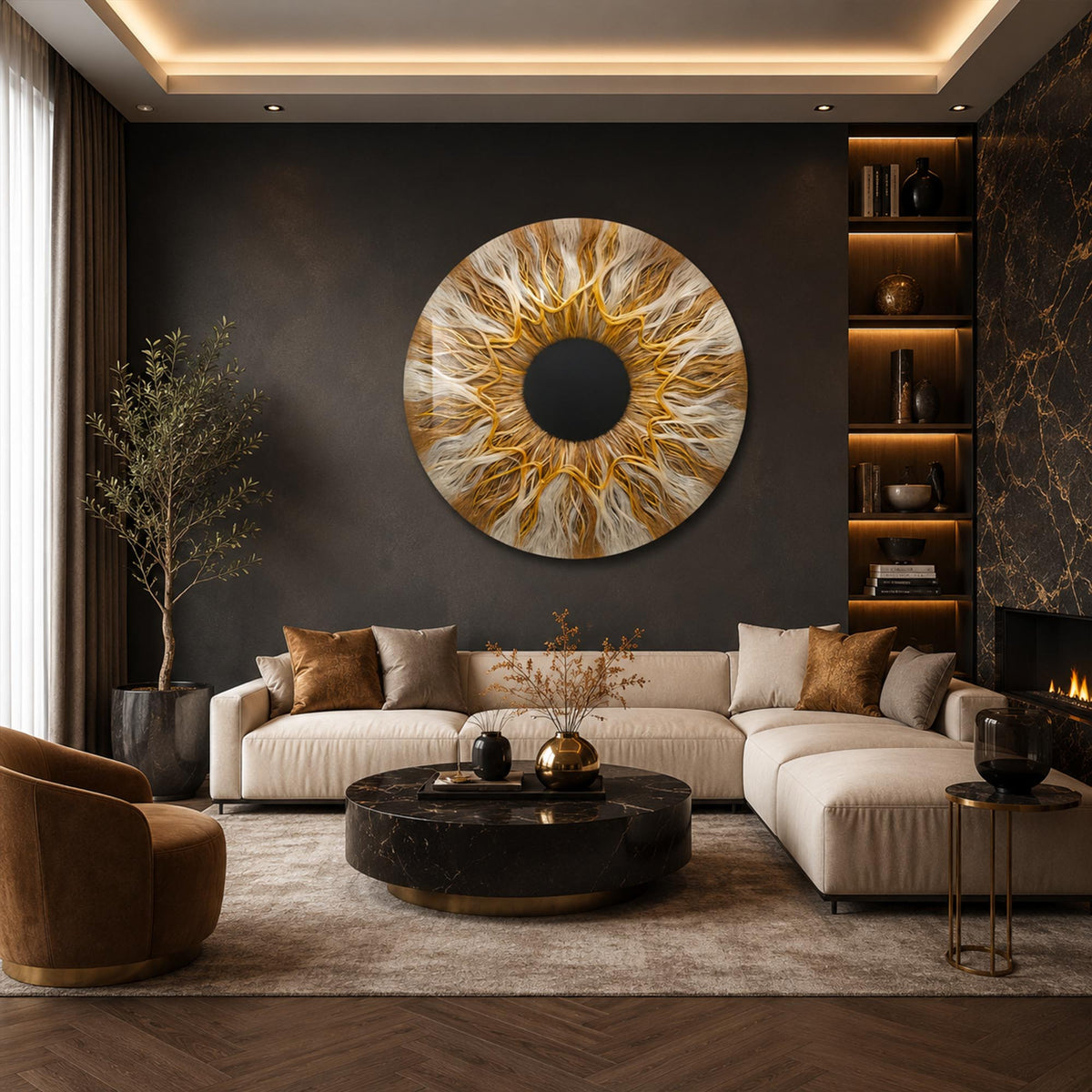 Golden Iris II — tempered glass, ultra HD print, ready to hang