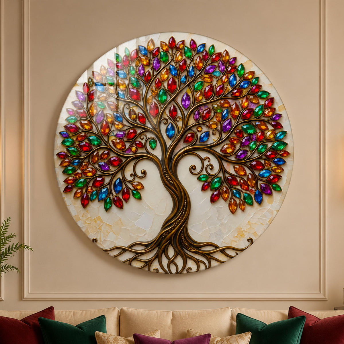 Jewel Tree — tempered glass, ultra HD print, ready to hang