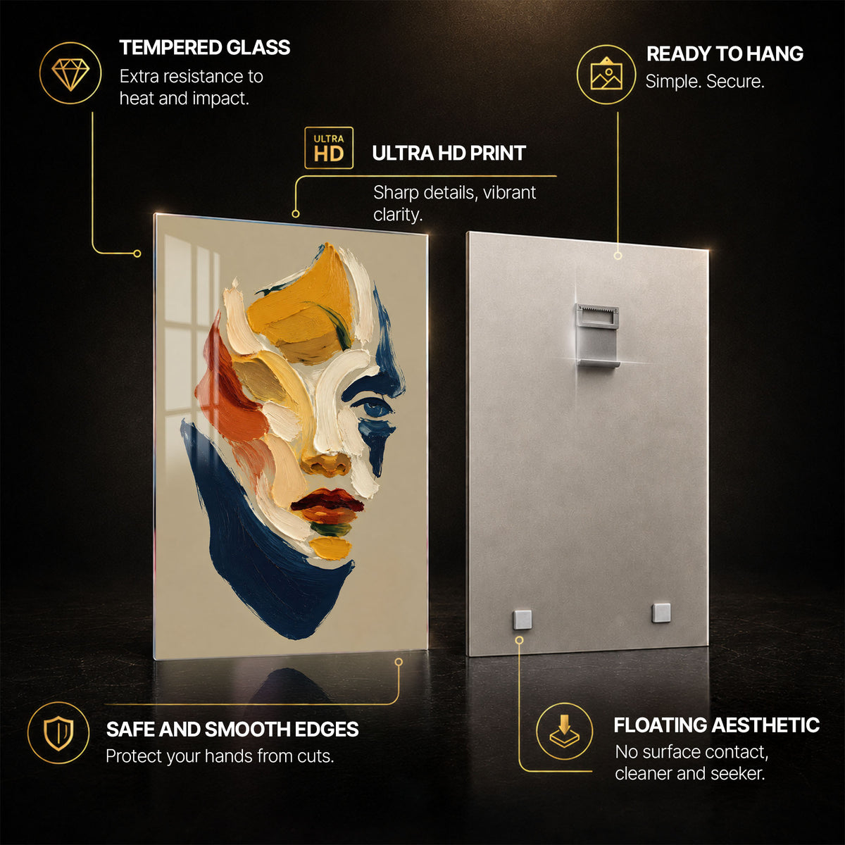 Painted Muse — tempered glass, ultra HD print, ready to hang