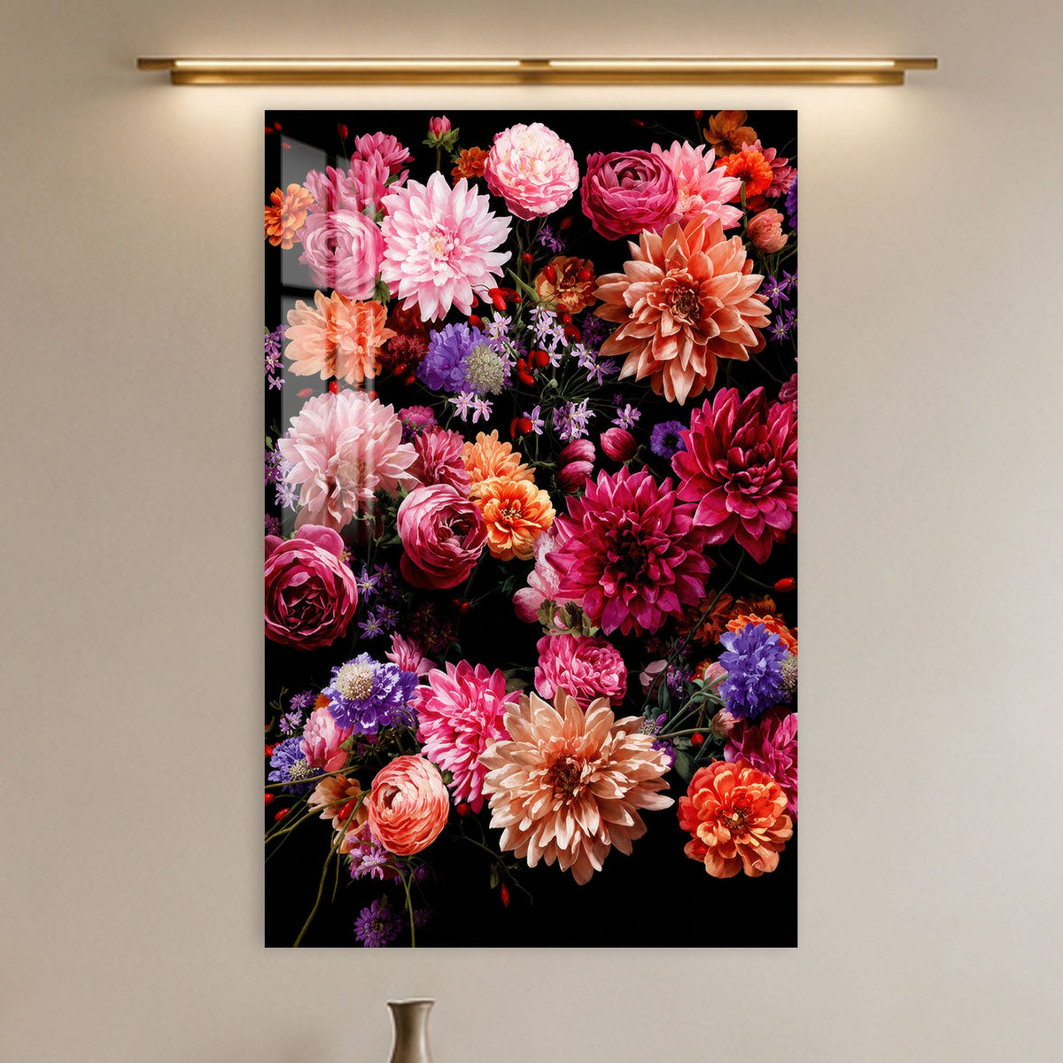 Artronauts Glass Print Midnight Dahlia Garden Glass Wall Art