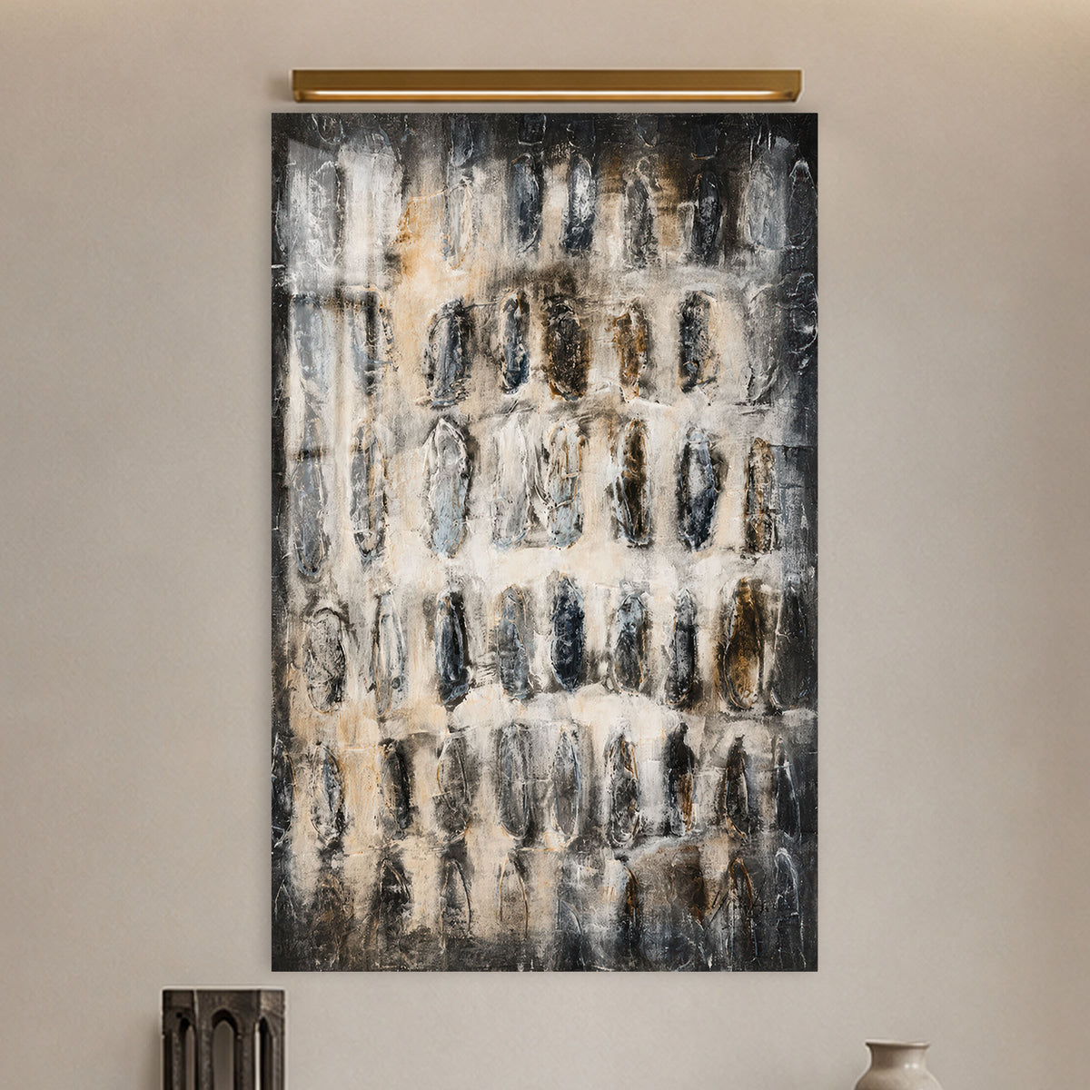 Weathered Stone Grid in a modern room