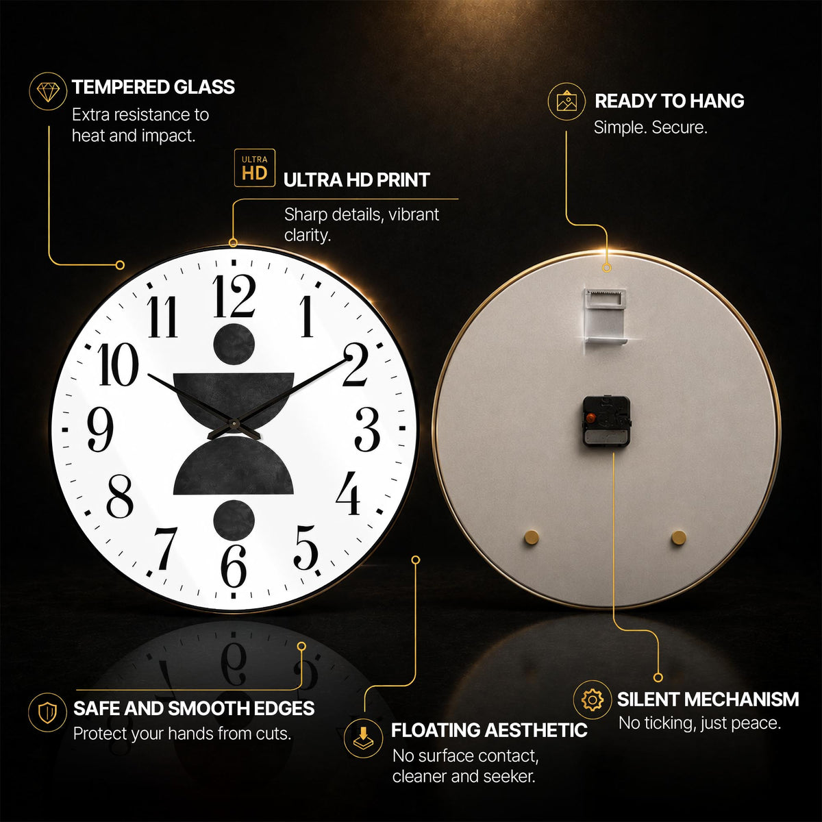 Monochrome Hourglass — tempered glass, ultra HD print, ready to hang