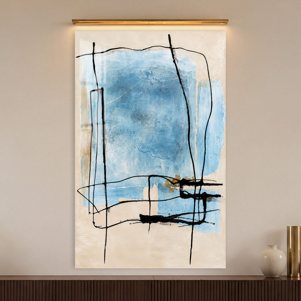 Artronauts Glass Print Blue Linear Study Glass Wall Art