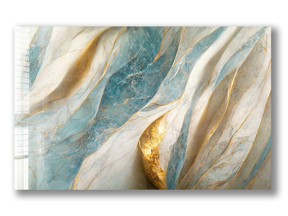 Artronauts Glass Print Blue & Golden Marble Design