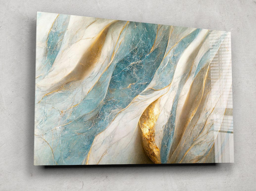 Artronauts Glass Print Blue & Golden Marble Design