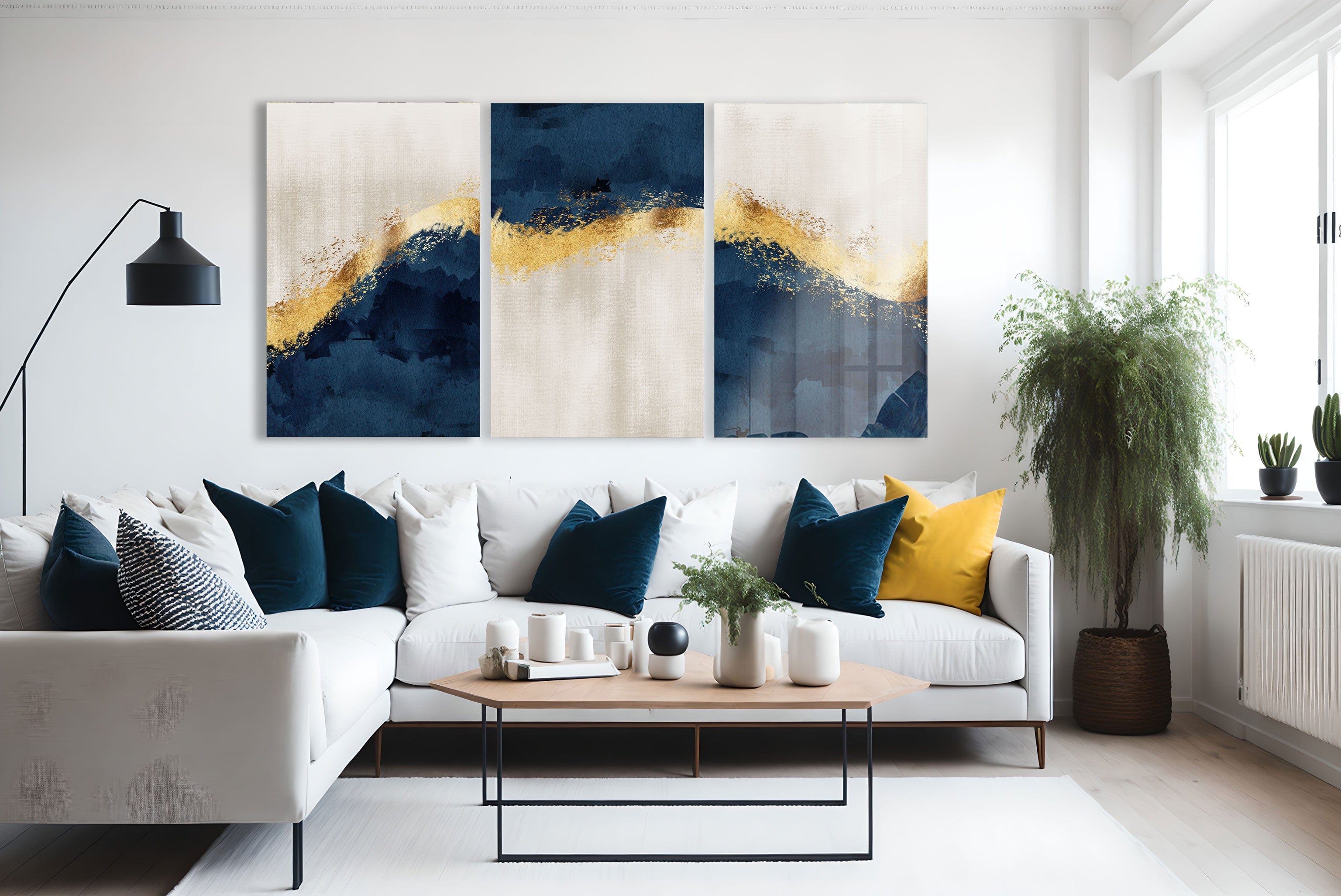 Artronauts Glass Print Blue & Cream Abstract - Trinity