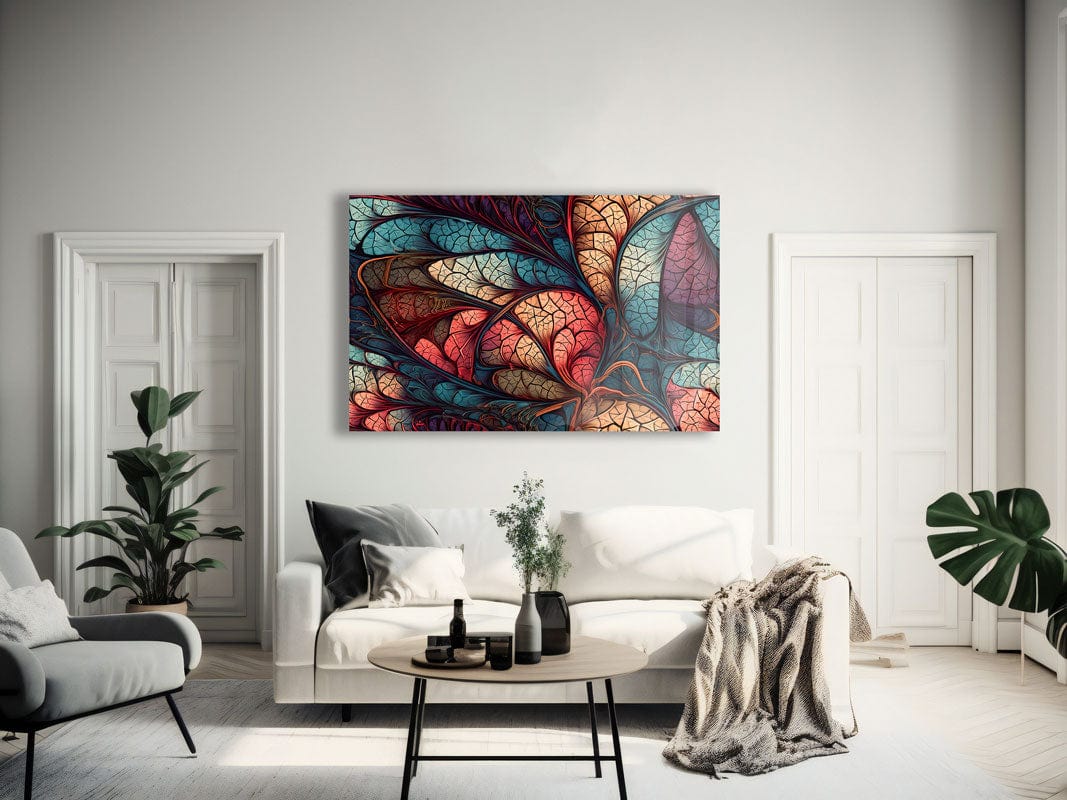 Artronauts Glass Print Red & Blue Floral Abstract