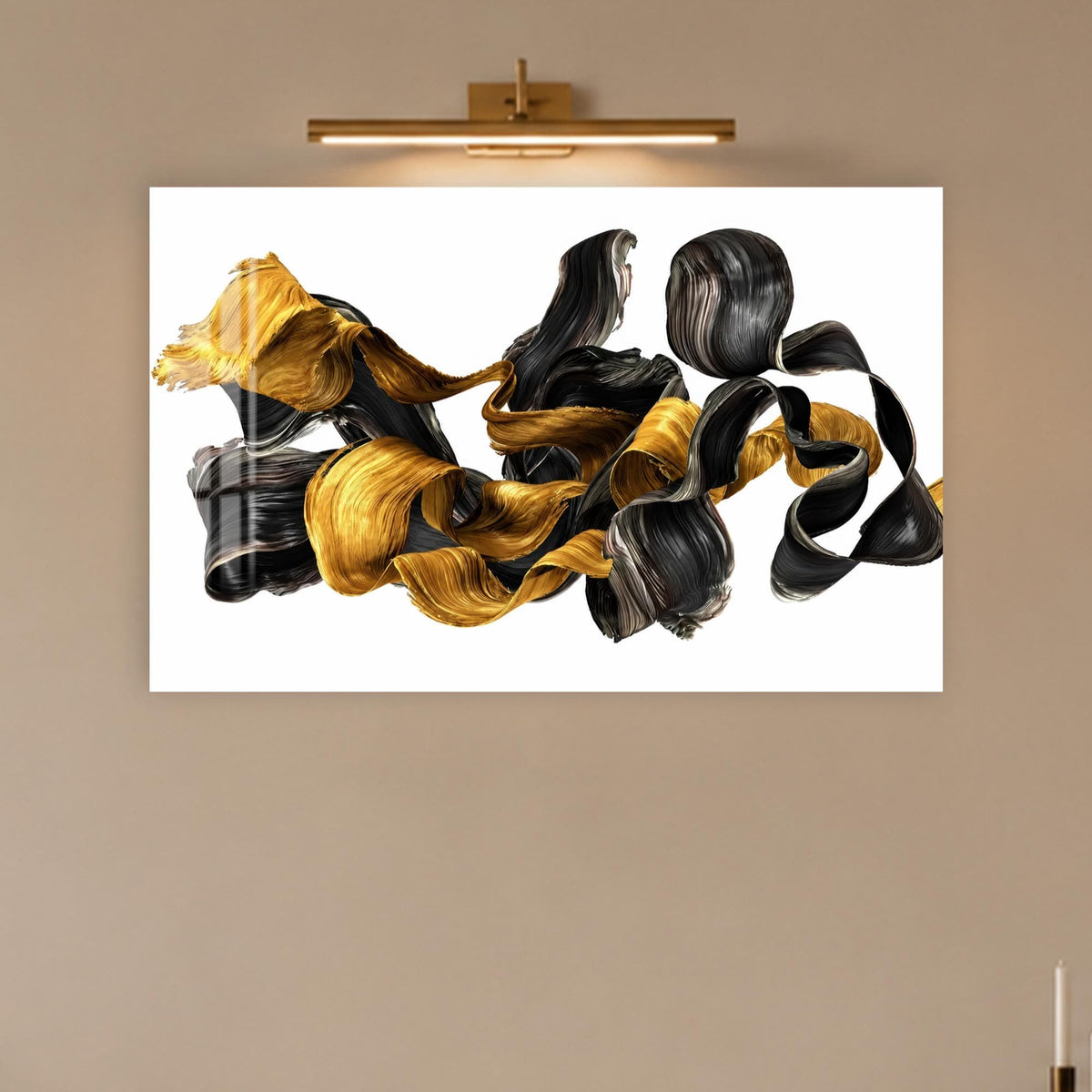 Artronauts Glass Print Gold Silk Flow Glass Wall Art