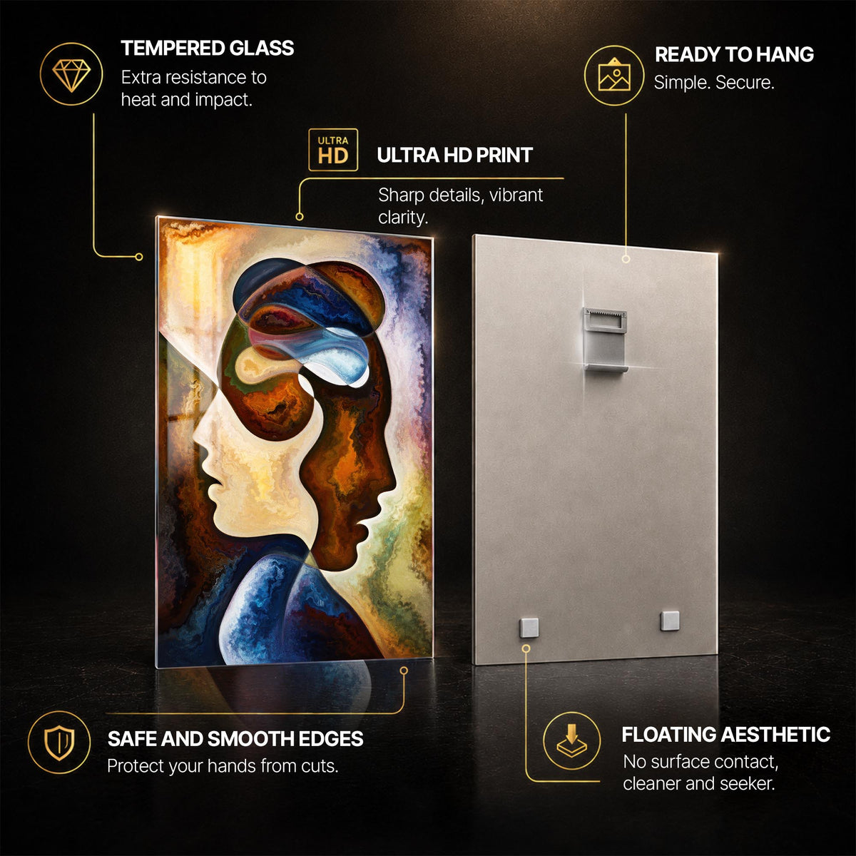 Entwined Minds — tempered glass, ultra HD print, ready to hang
