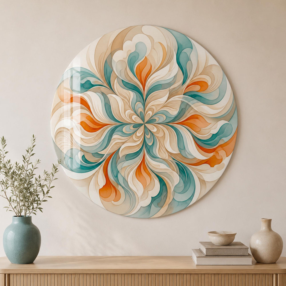 Petal Whirl — tempered glass, ultra HD print, ready to hang