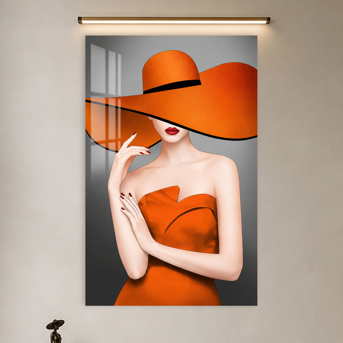 Lady in Orange in a modern room
