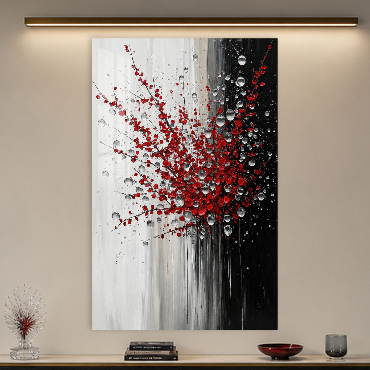 Crimson Rain Blossom in a modern room