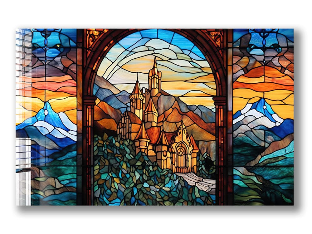 Artronauts Glass Print Castle Stained Glass Effect