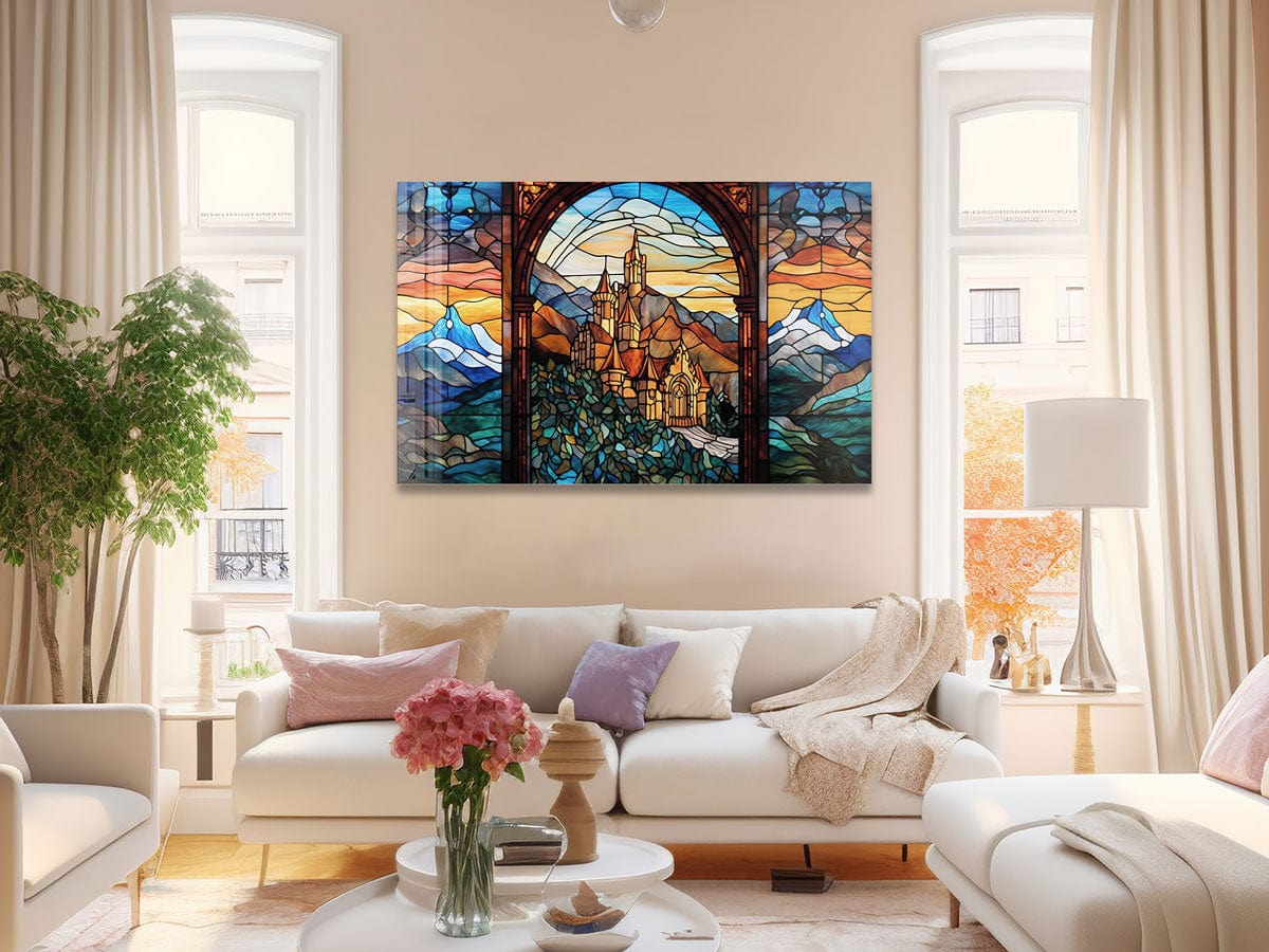 Artronauts Glass Print Castle Stained Glass Effect