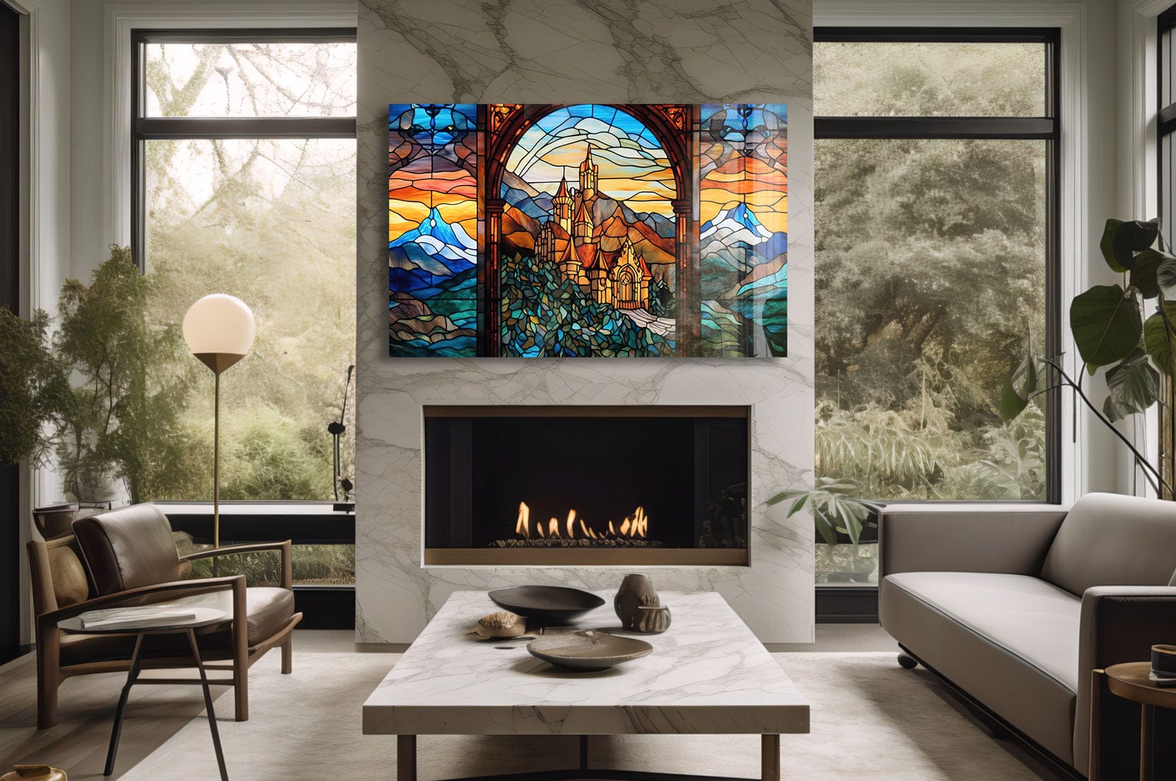 Artronauts Glass Print Castle Stained Glass Effect