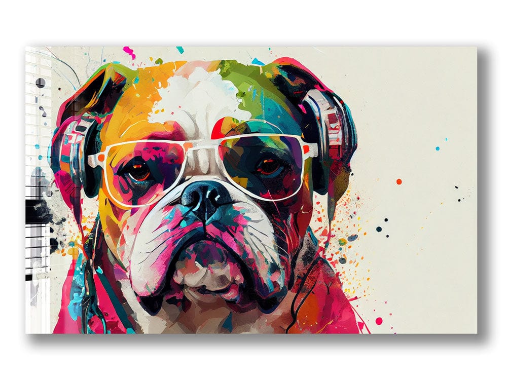 Artronauts Glass Print Coloured Bulldog