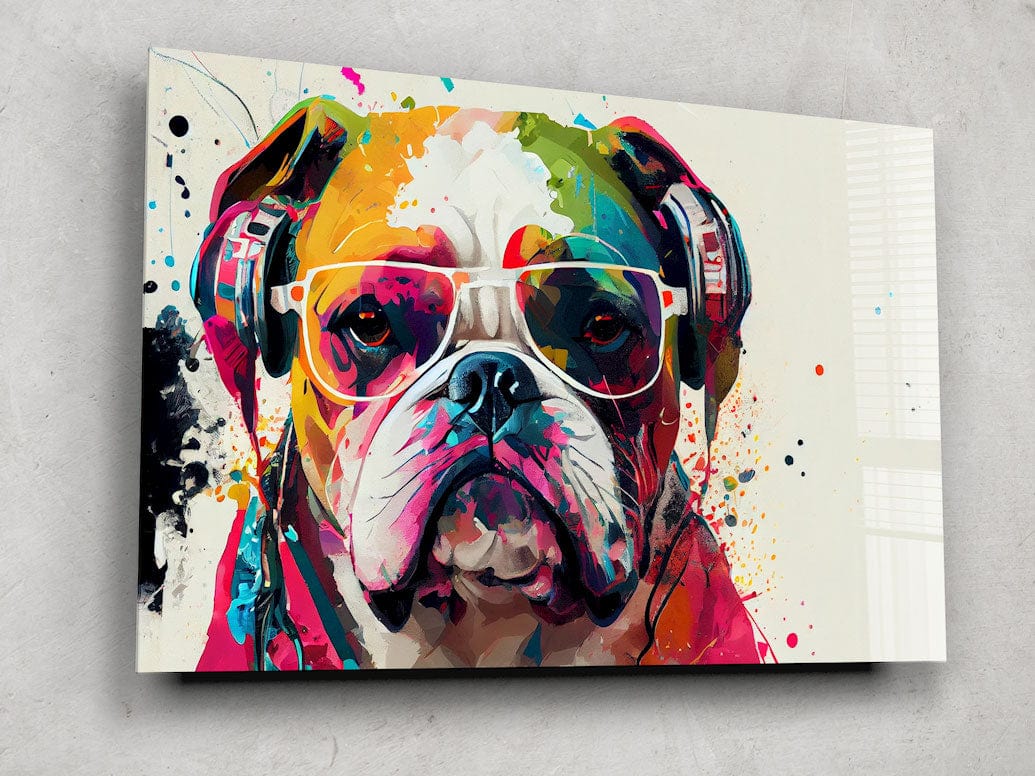 Artronauts Glass Print Coloured Bulldog