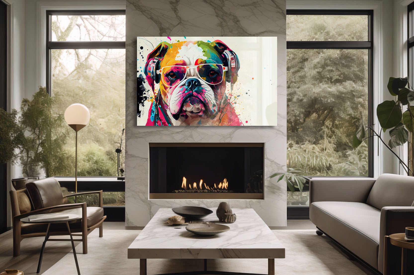 Artronauts Glass Print Coloured Bulldog