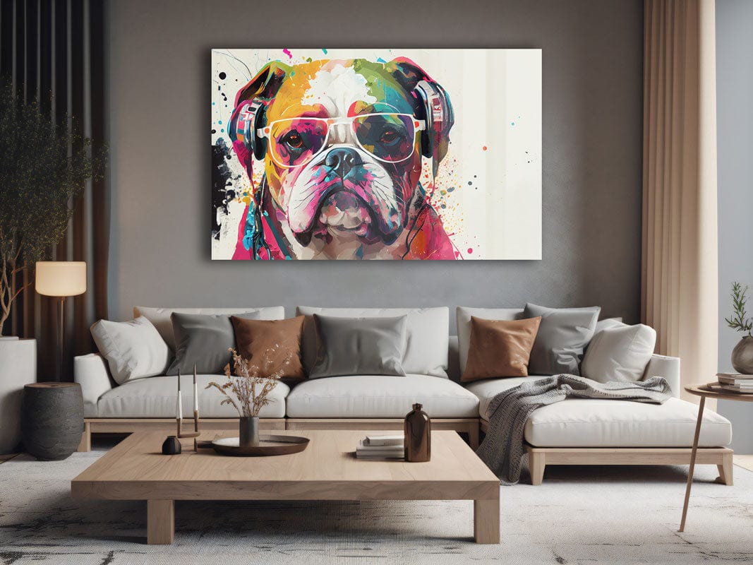 Artronauts Glass Print Coloured Bulldog
