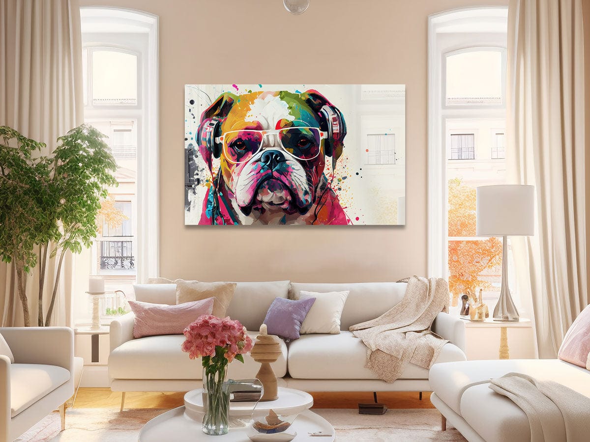 Artronauts Glass Print Coloured Bulldog