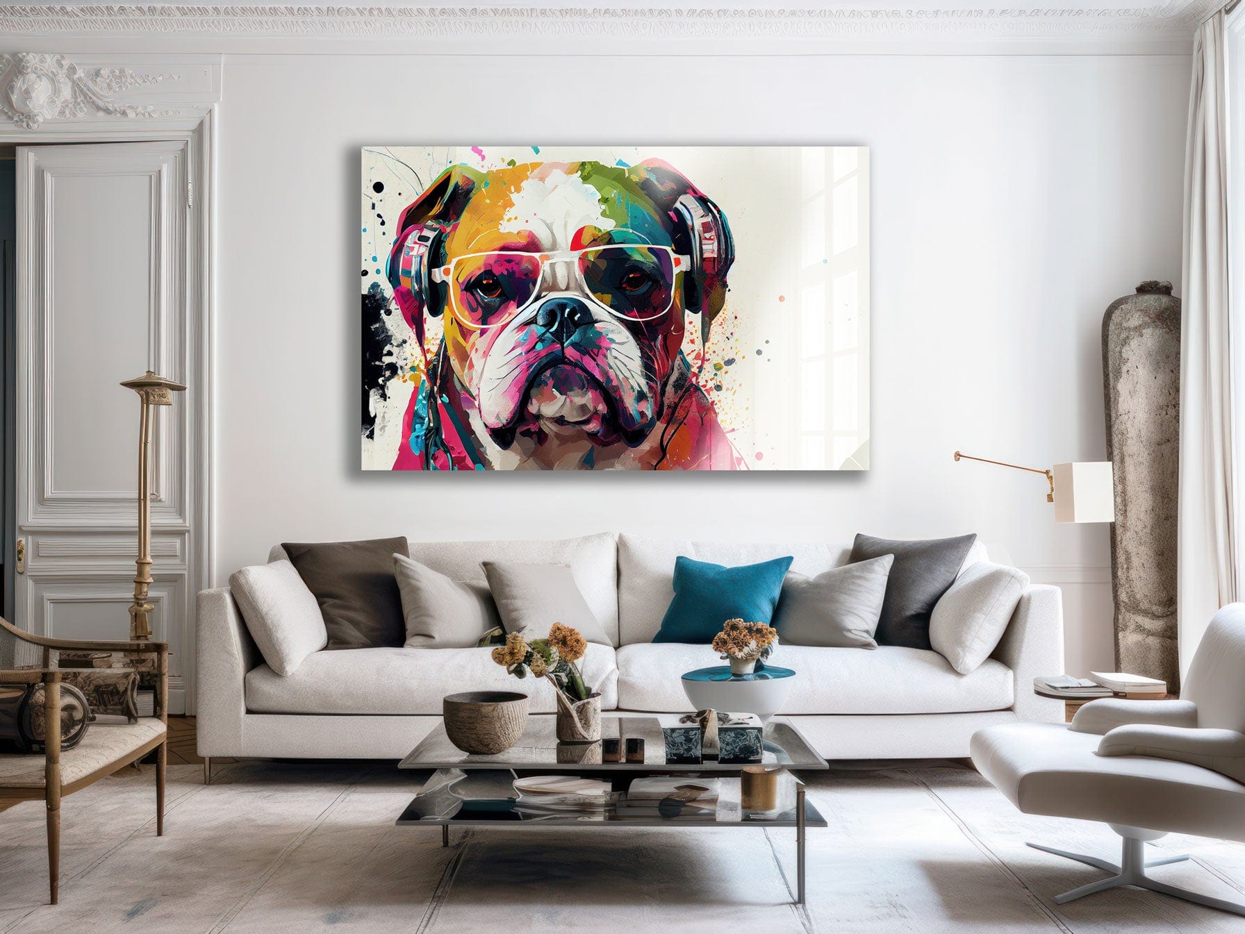 Artronauts Glass Print Coloured Bulldog