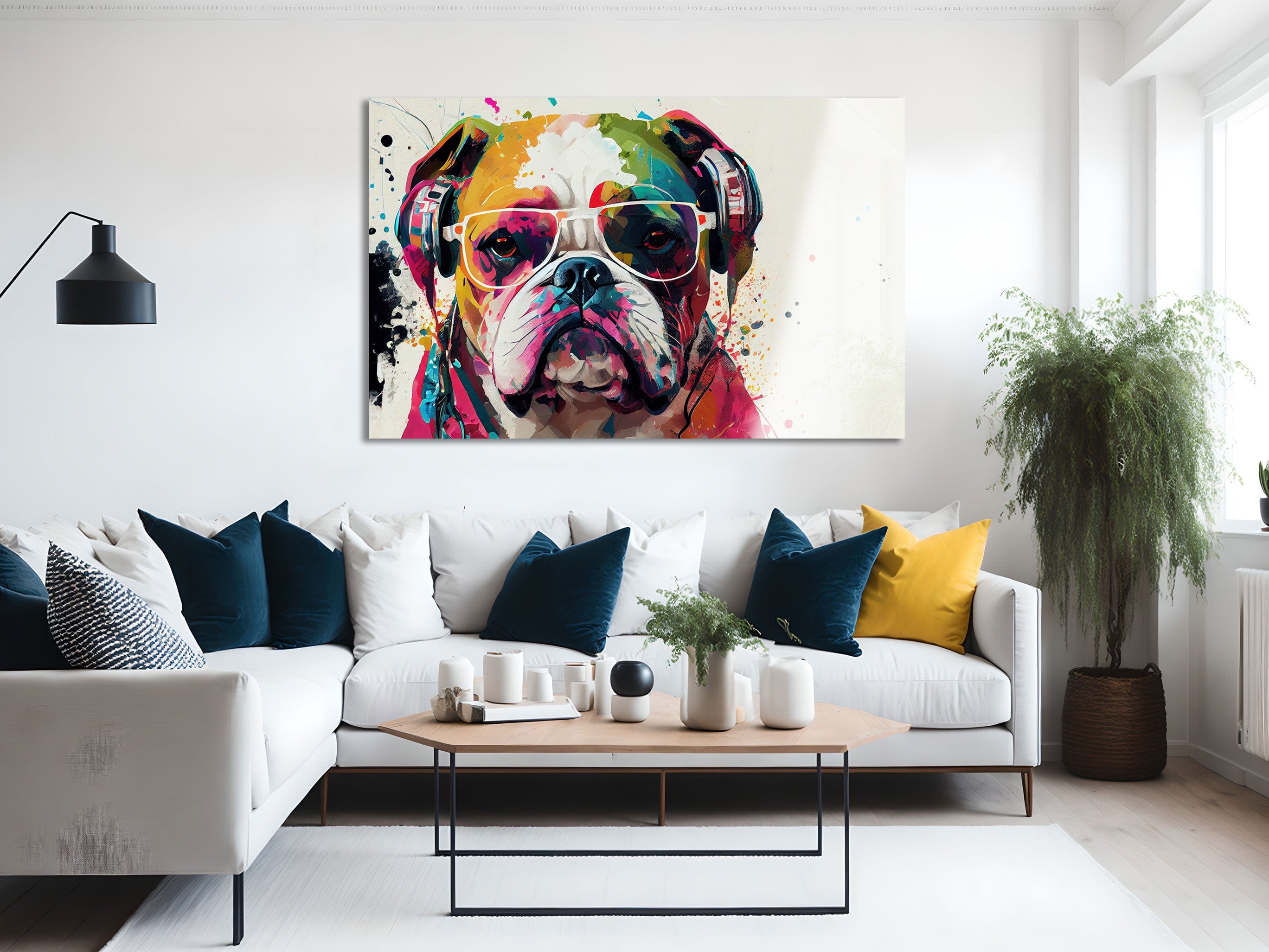 Artronauts Glass Print Coloured Bulldog