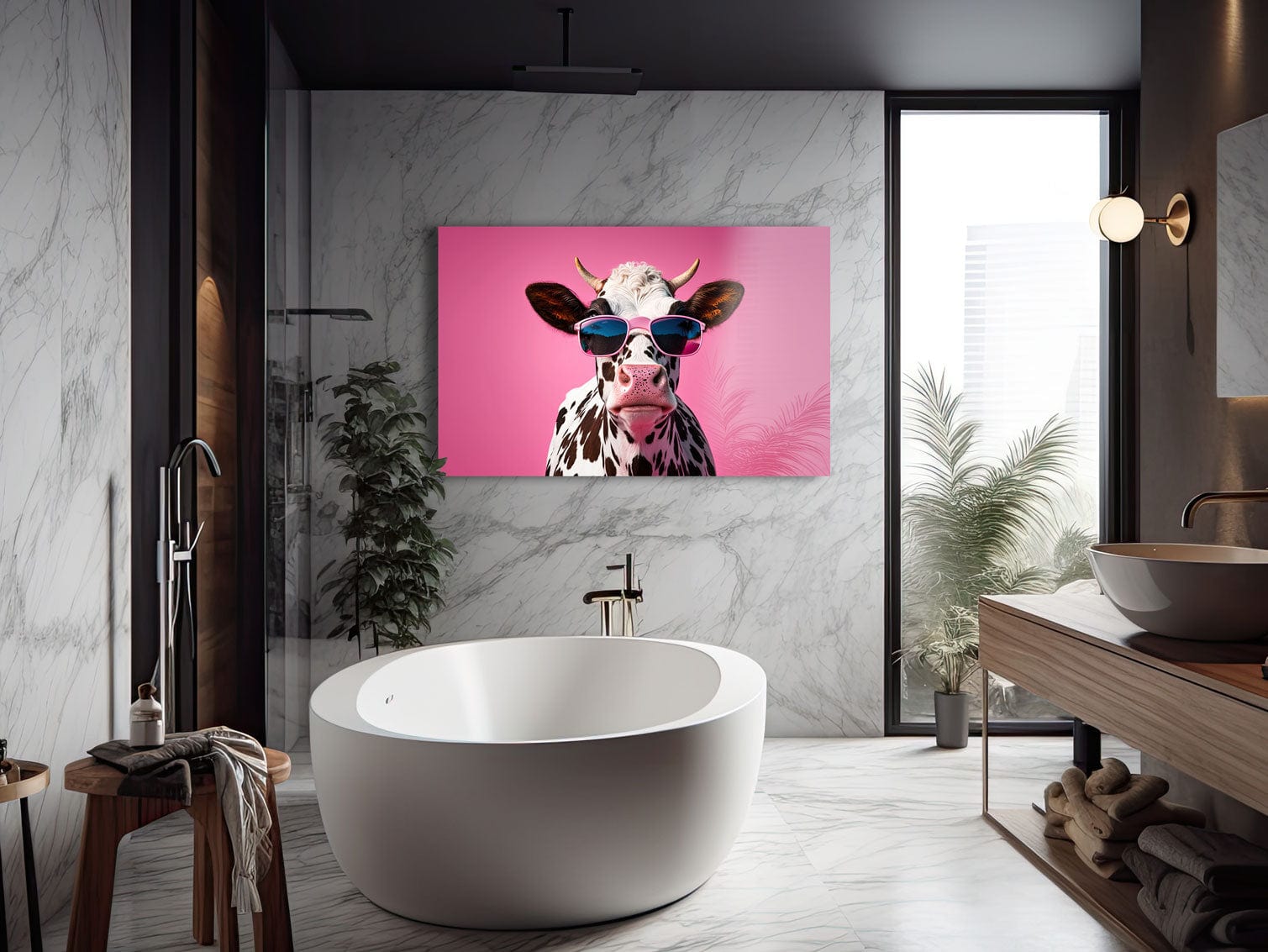 Artronauts Glass Print Cool Cow