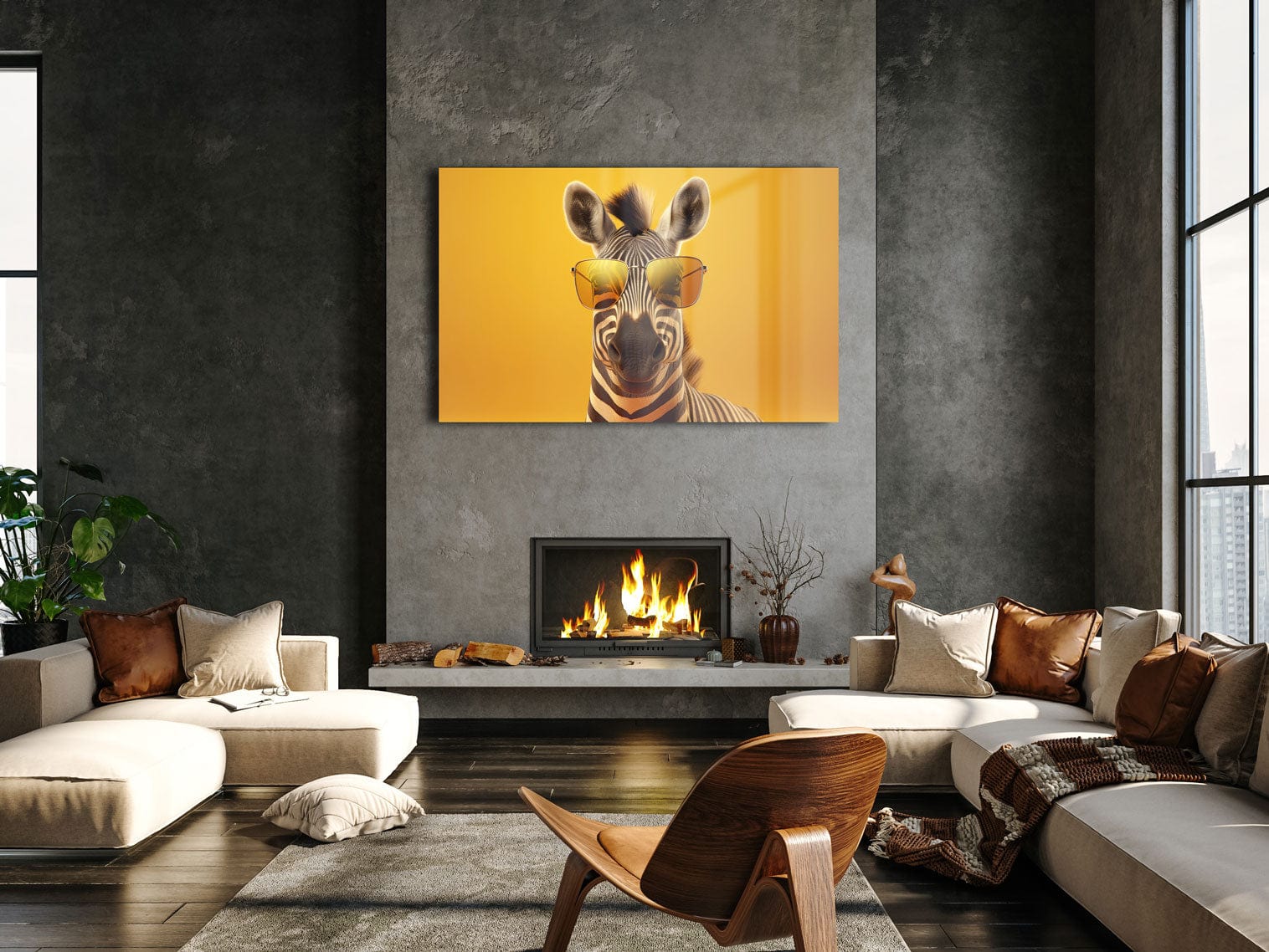 Artronauts Glass Print Cool Zebra