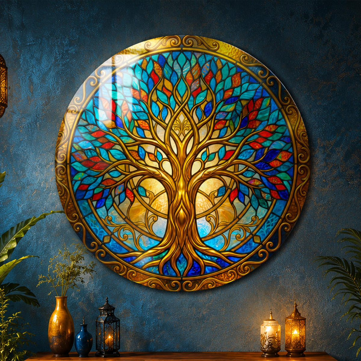 Luminous Tree Of Life — tempered glass, ultra HD print, ready to hang