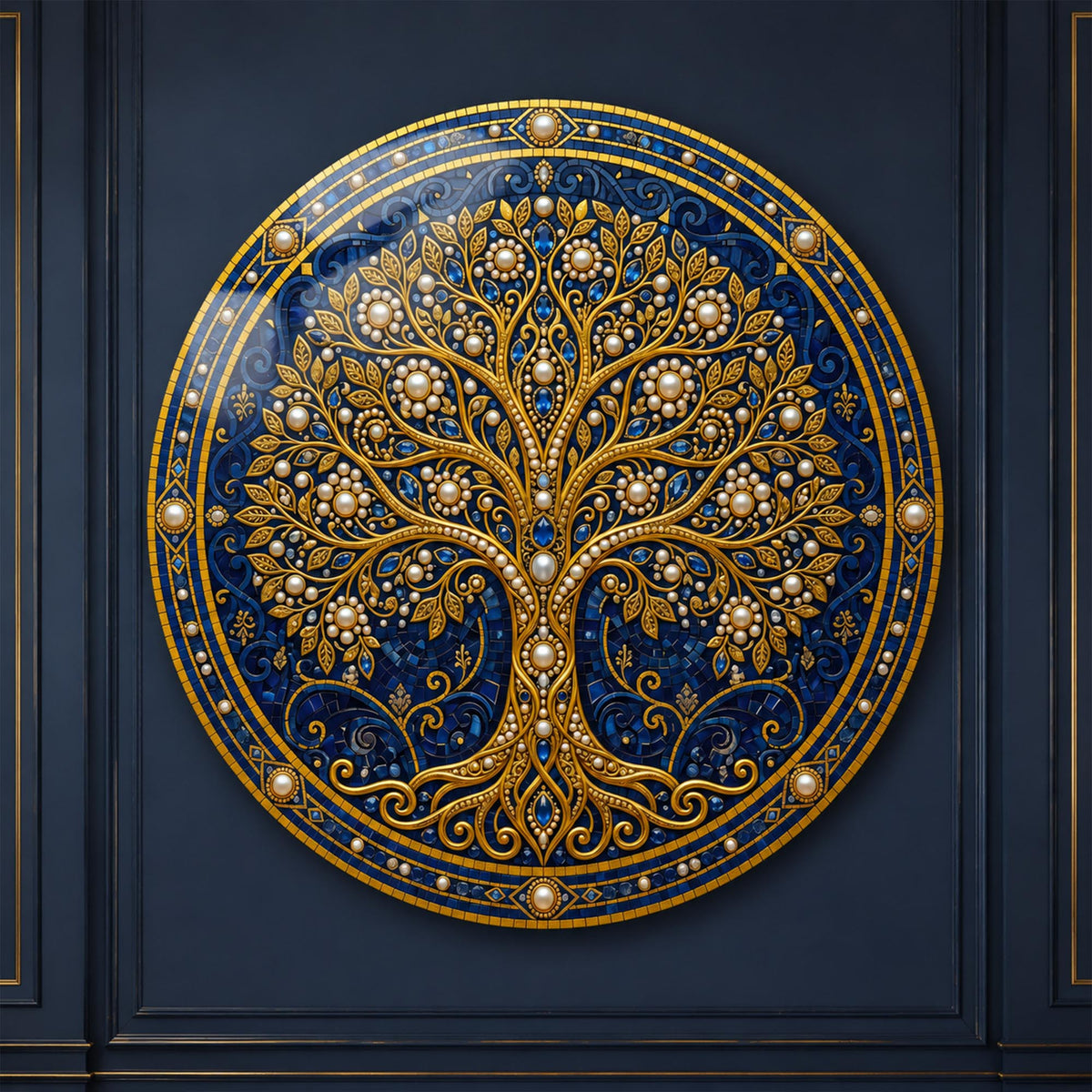 Midnight Pearl Tree — tempered glass, ultra HD print, ready to hang