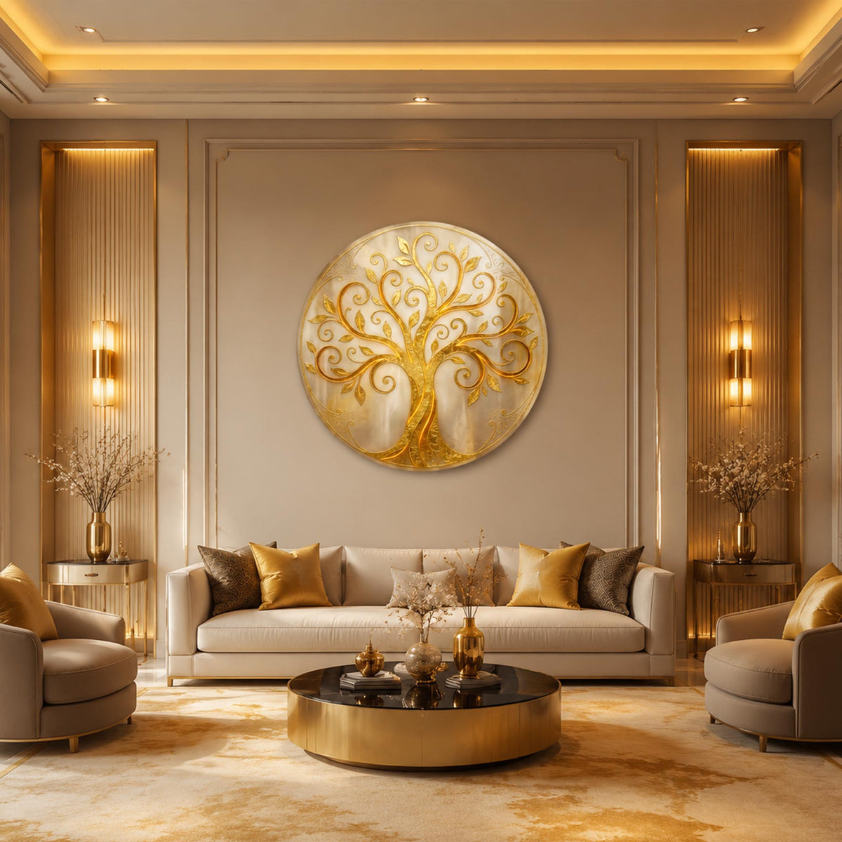 Ivory Golden Tree in a modern room