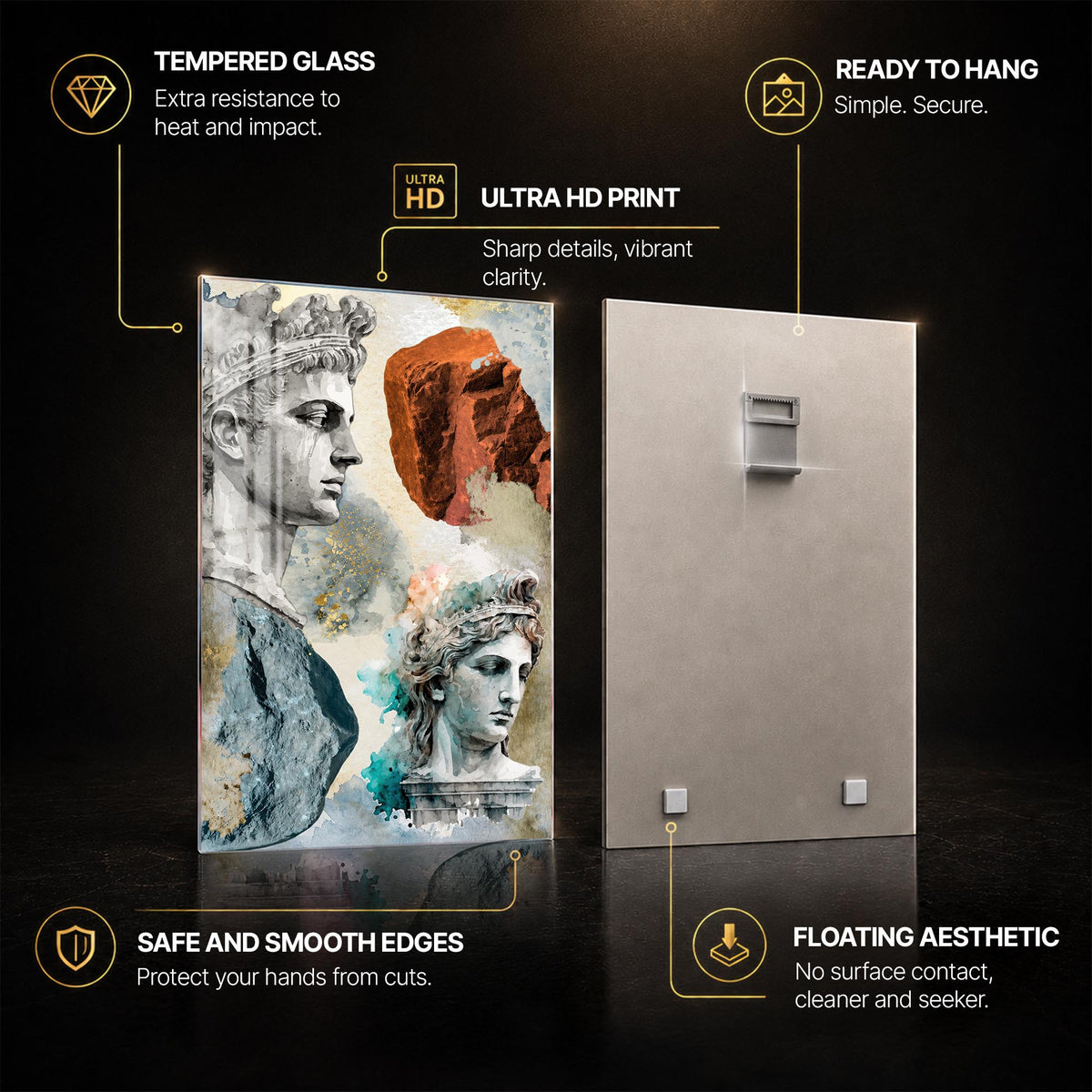 Classical Visions — tempered glass, ultra HD print, ready to hang
