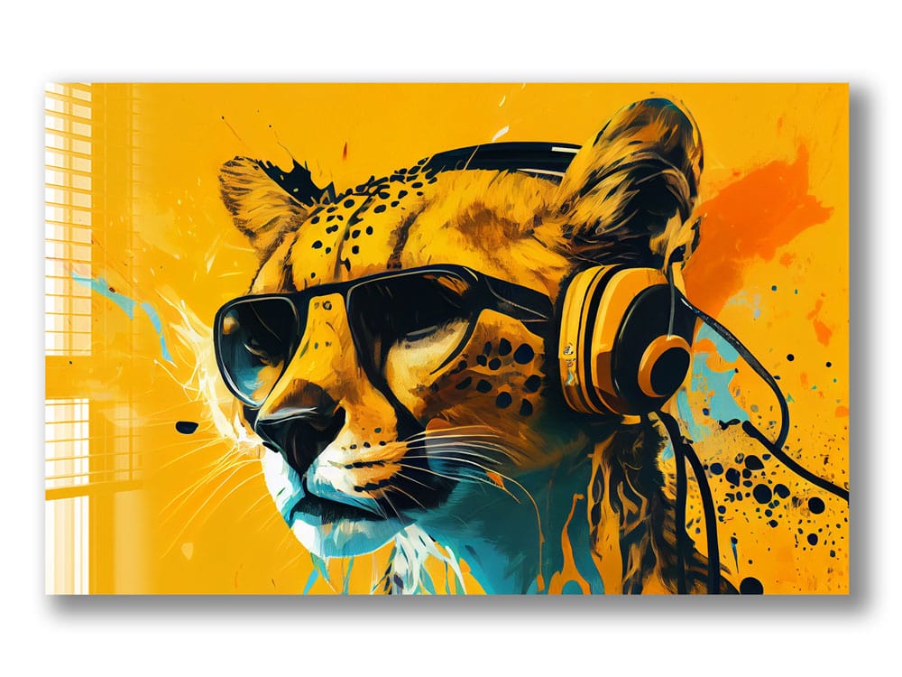 Artronauts Glass Print Dj Cheetah
