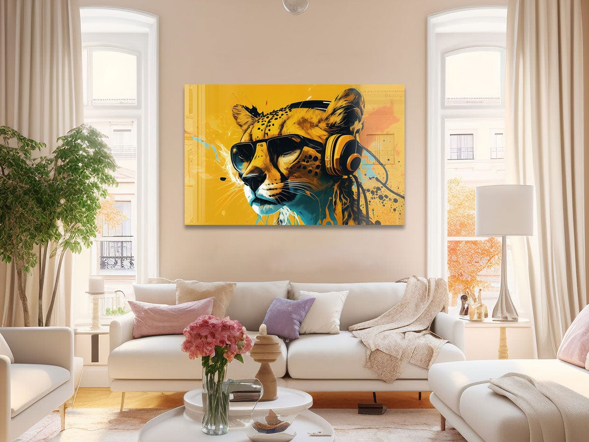 Artronauts Glass Print Dj Cheetah